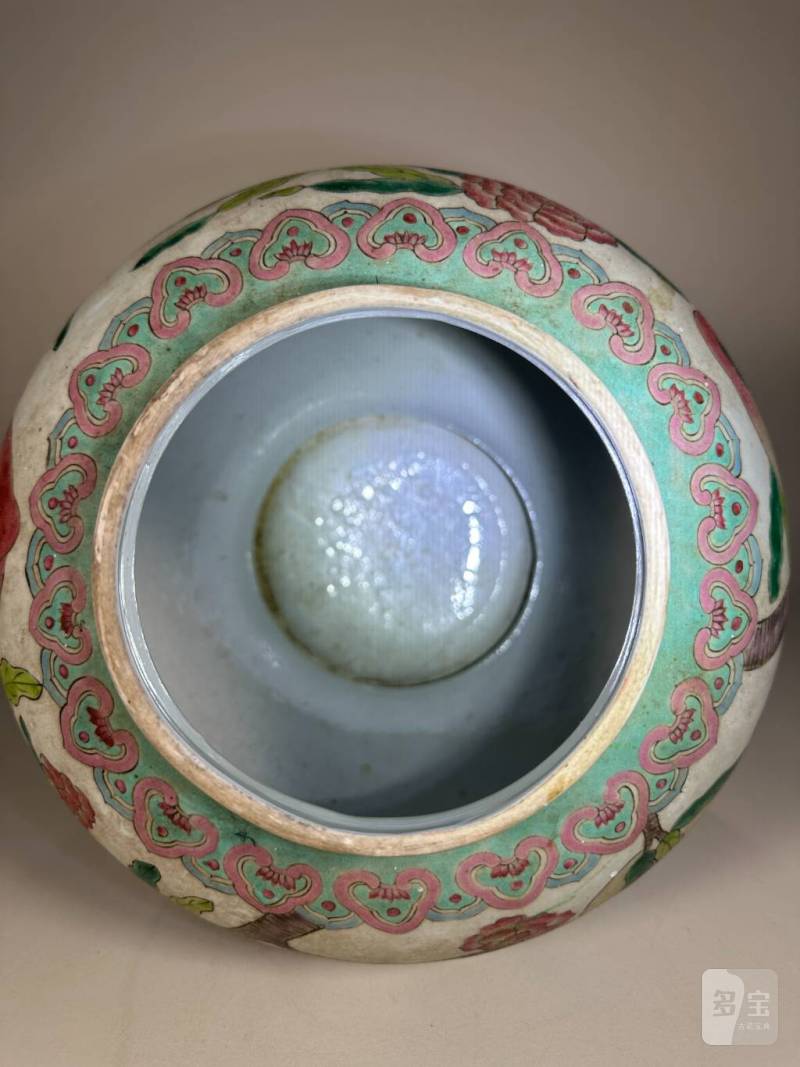 清晚期 粉彩九桃图将军罐 - 图12